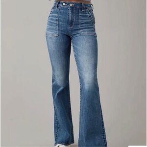 American Eagle Super High Rise Flare Jeans size 10 X-Long